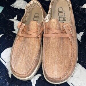 Hey Dude Wendy Loafers Womens Size 9 Gold Glitter Metallic Slip On Flats